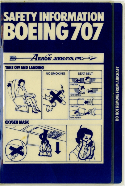 Image: safety information card: Arrow Airways, Boeing 707