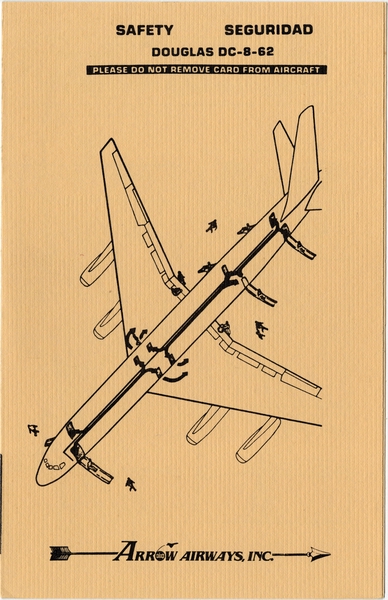 Image: safety information card: Arrow Airways, Douglas DC-8-62