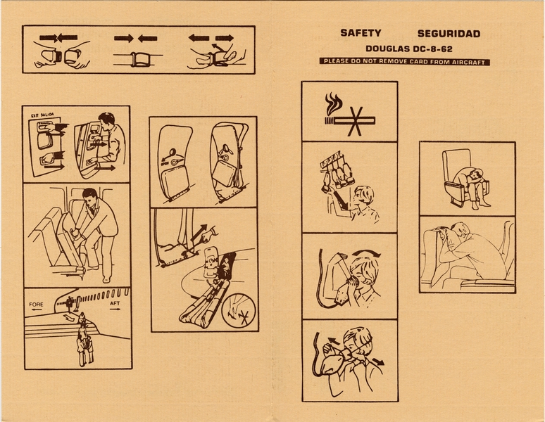 Image: safety information card: Arrow Airways, Douglas DC-8-62