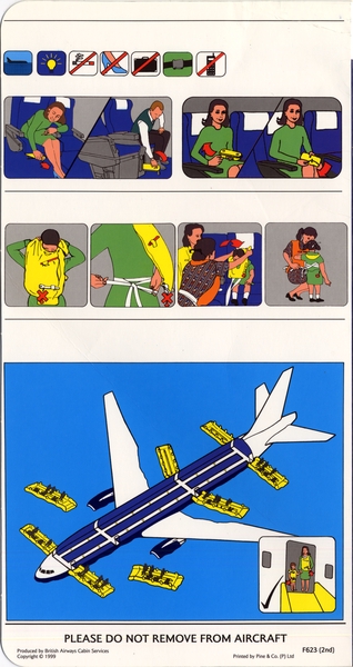 Image: safety information card: British Airways, Boeing 777