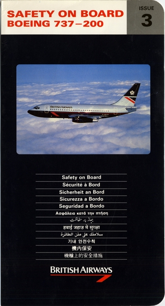 Image: safety information card: British Airways, Boeing 737-200
