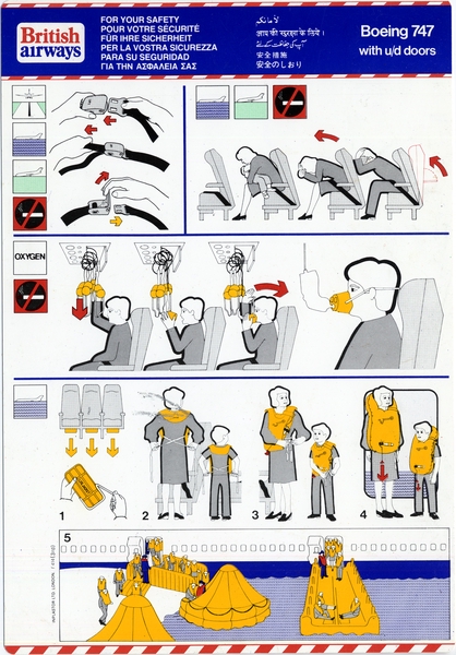 Image: safety information card: British Airways, Boeing 747