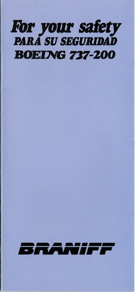 Image: safety information card: Braniff Inc., Boeing 737-200