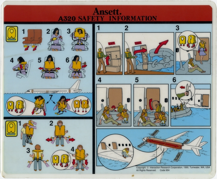 Image: safety information card: Ansett, Airbus A320