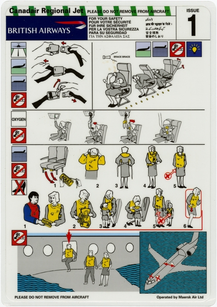 Image: safety information card: British Airways, Canadair Regional Jet