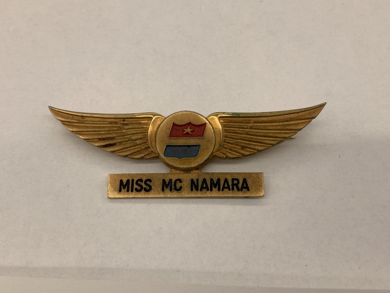 Image: stewardess wings and name pin: United Air Lines, Miss McNamara