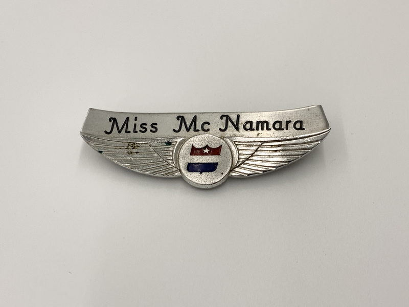 Image: stewardess wings and name pin: United Air Lines, Miss McNamara