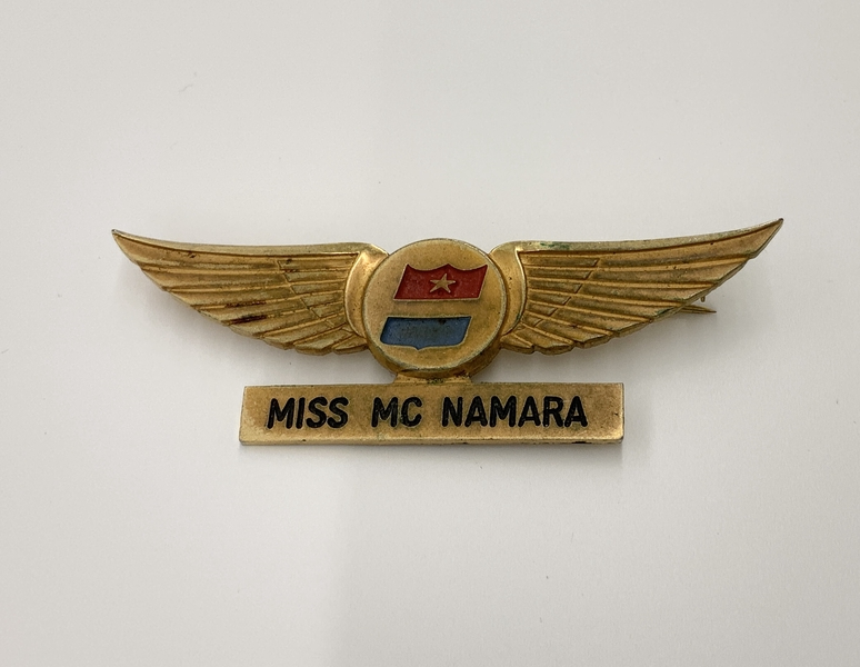 Image: stewardess wings and name pin: United Air Lines, Miss McNamara