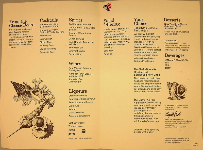 Image: menu: United Airlines