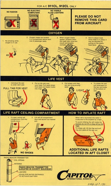 Image: safety information card: Capitol International Airways, Douglas DC-8 (911CL/912CL)