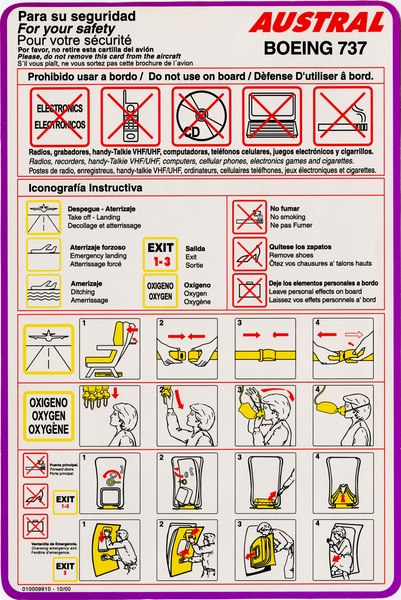 Image: safety information card: Air Austral, Boeing 737