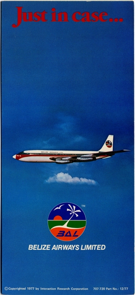 Image: safety information card: Belize Airways Limited, Boeing 707-720