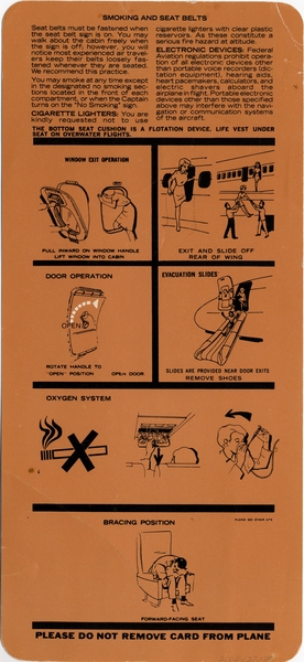 Image: safety information card: Braniff International, Boeing 727-200