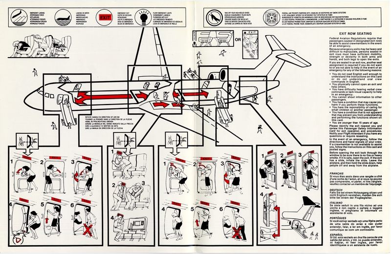 Image: safety information card: Braniff International, Boeing 727-200