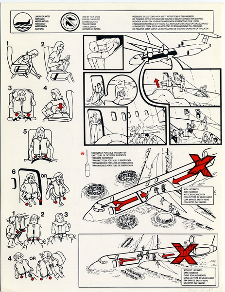 Image: safety information card: Braniff International, Boeing 727-200