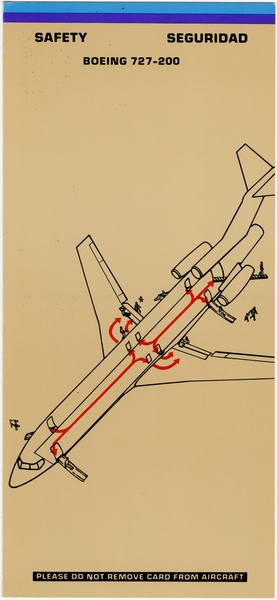 Image: safety information card: Braniff International, Boeing 727-200