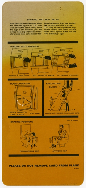 Image: safety information card: Braniff International, Convair