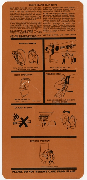 Image: safety information card: Braniff International, Boeing 727-200