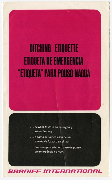Image: safety information card: Braniff International