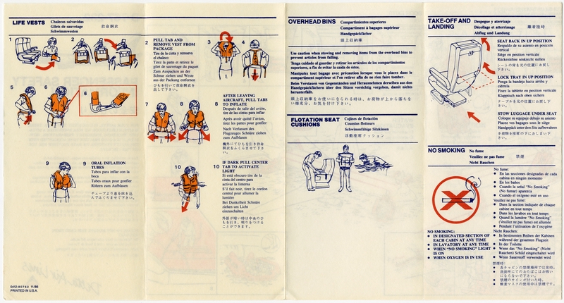 Image: safety information card: Delta Air Lines, Boeing 767-232