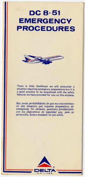 Image: safety information card: Delta Air Lines, Douglas DC-8-51