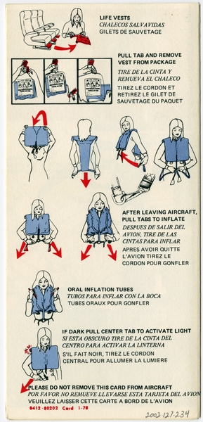 Image: safety information card: Delta Air Lines, Douglas DC-8-61