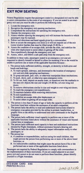 Image: safety information card: Delta Air Lines, Boeing 767-300