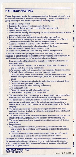 Image: safety information card: Delta Air Lines, Boeing 767-300