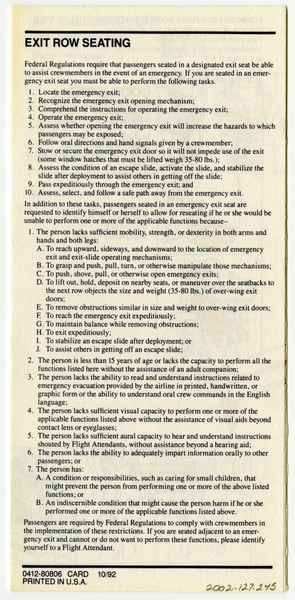 Image: safety information card: Delta Air Lines, McDonnell Douglas MD-88