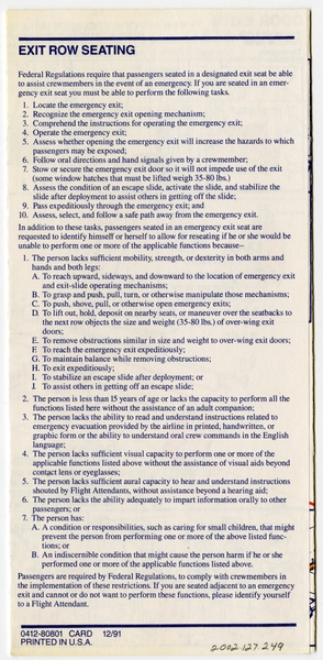 Image: safety information card: Delta Air Lines, Boeing 767-300