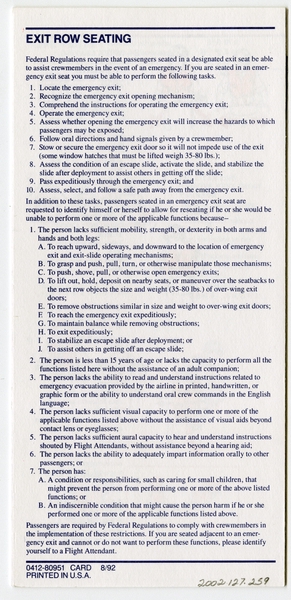 Image: safety information card: Delta Air Lines, Boeing 767-300ER