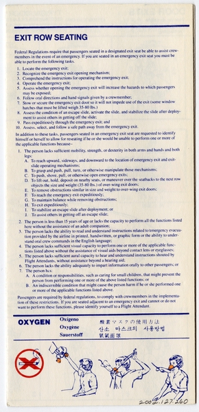 Image: safety information card: Delta Air Lines, Airbus A310-200/300