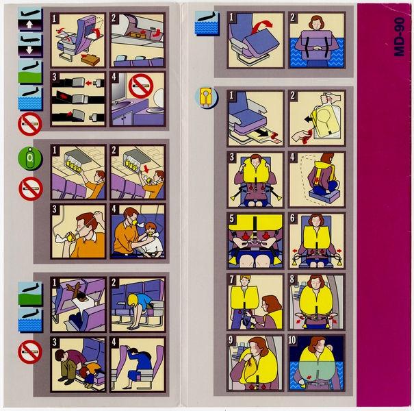 Image: safety information card: Delta Air Lines, McDonnell Douglas MD-90