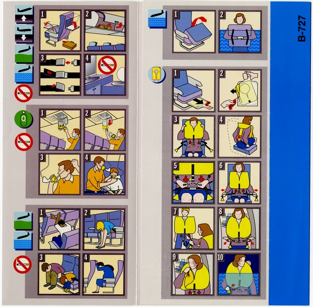 Image: safety information card: Delta Air Lines, Boeing 727