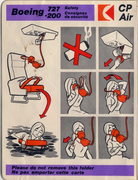Image: safety information card: CP Air, Boeing 727-200