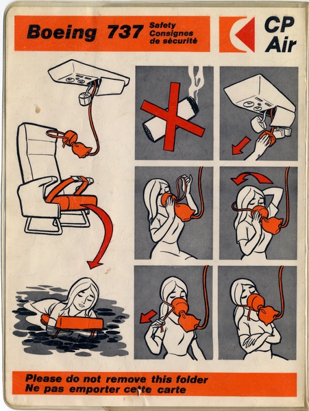Image: safety information card: CP Air, Boeing 737