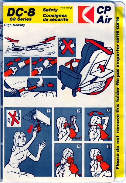 Image: safety information card: CP Air, Douglas DC-8-63