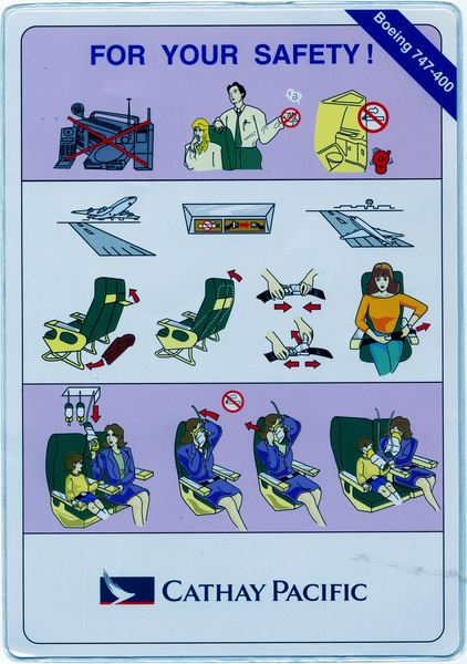 Image: safety information card: Cathay Pacific Airways, Boeing 747-400
