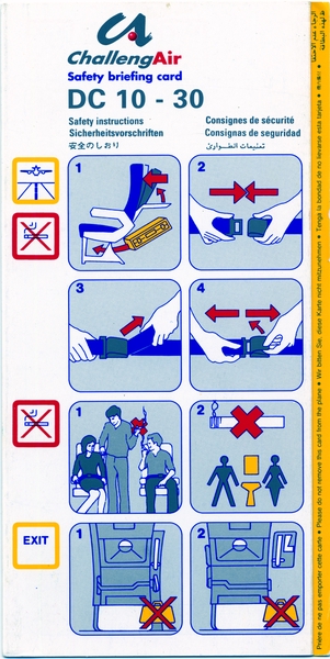 Image: safety information card: ChallengAir, McDonnell Douglas DC-10-30