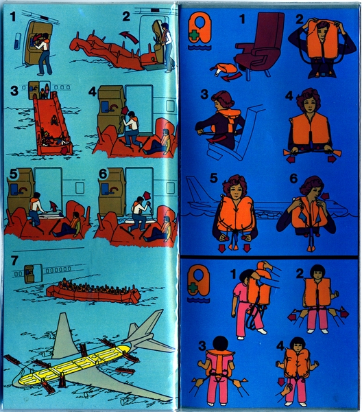 Image: safety information card: China Airlines, Boeing 747SP