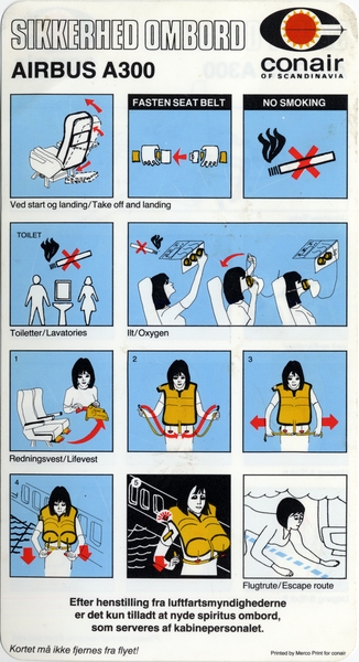 Image: safety information card: Conair of Scandinavia, Airbus A300