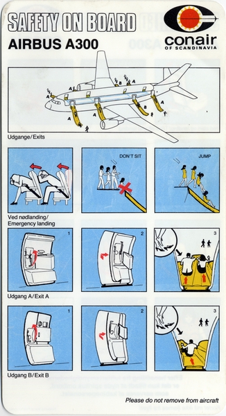 Image: safety information card: Conair of Scandinavia, Airbus A300