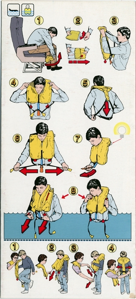 Image: safety information card: Continental Airlines, Douglas DC-9 Super 80