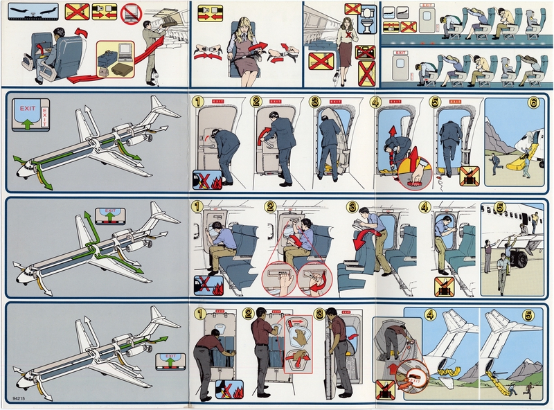 Image: safety information card: Continental Airlines, Douglas DC-9 Super 80