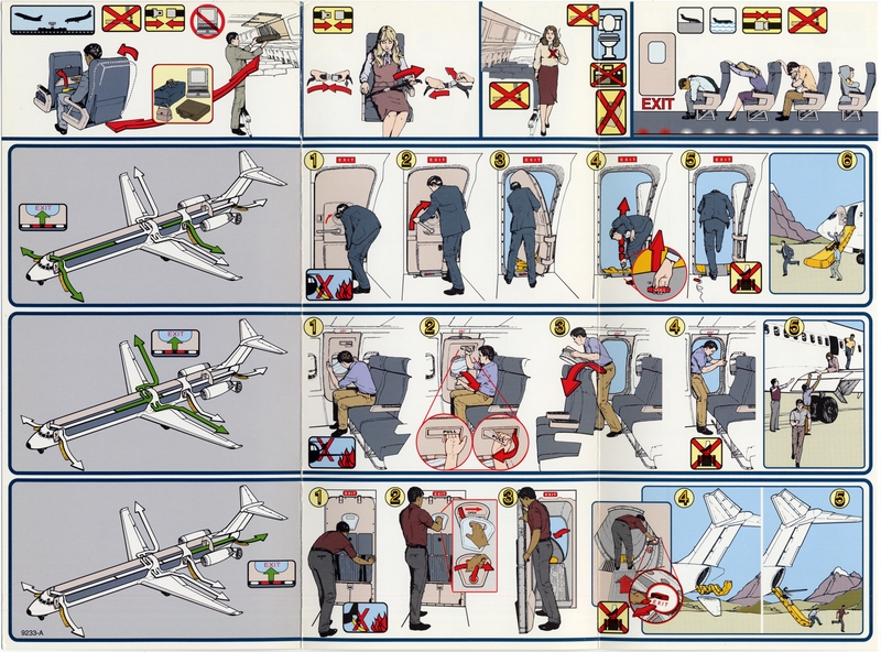 Image: safety information card: Continental Airlines, Douglas DC-9 Super 80