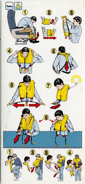 Image: safety information card: Continental Airlines, Douglas DC-9 Super 80
