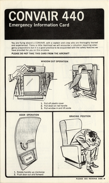 Image: safety information card: Convair 440