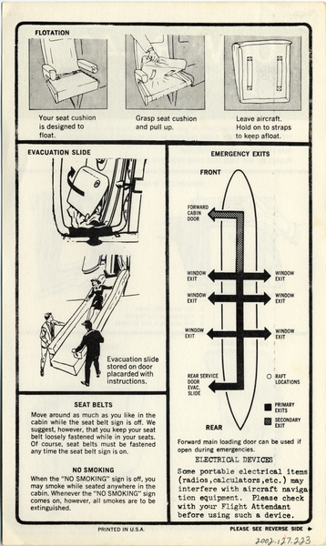 Image: safety information card: Convair 440
