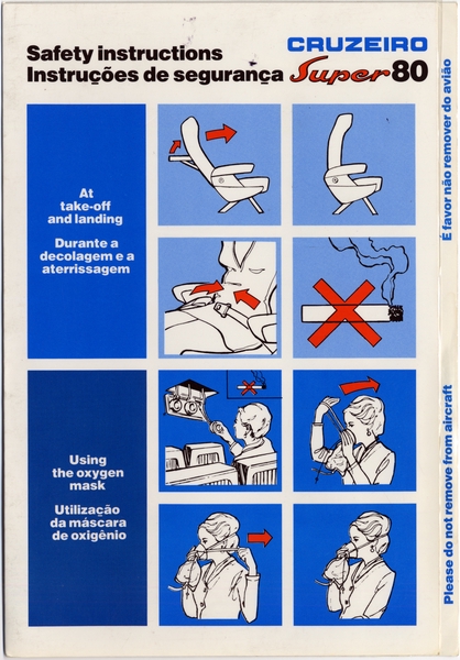 Image: safety information card: Cruzeiro Airlines, Douglas DC-9 Super 80