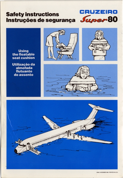 Image: safety information card: Cruzeiro Airlines, Douglas DC-9 Super 80